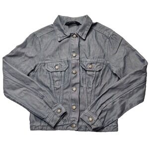 VTG BILLY BLUES Women Medium Silver Blue Button Denim Trucker Jacket Made In USA